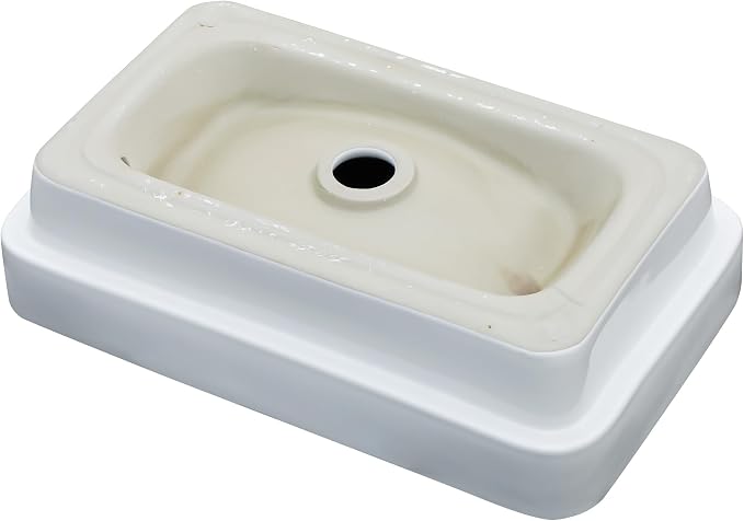 Vessel Bathroom Sink 19 x 12 Inch Semi Recessed Sink Rectangular White Ceramic Vessel Sink Modern Vanity Sink Bath Wash Hand Basin