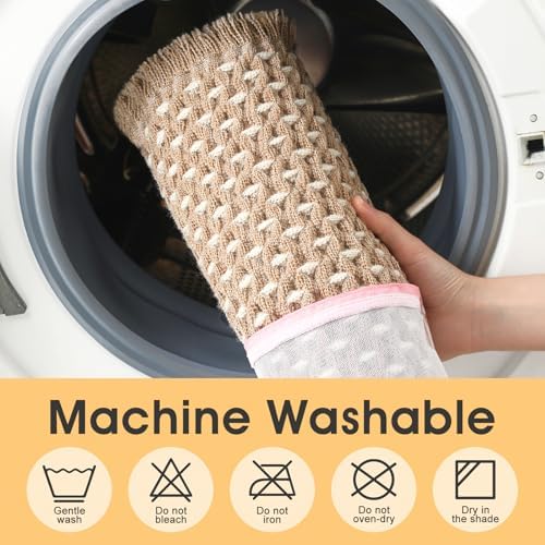 IM HOME Extra Large Waffle Bath Mat Beige & White 6'x2'(72" x 24"), Boho Woven Modern Bath Mat Rugs, Absorbent Non Slip Bathroom Rugs, Soft Washable Bath Rugs with Tassels for Bathroom