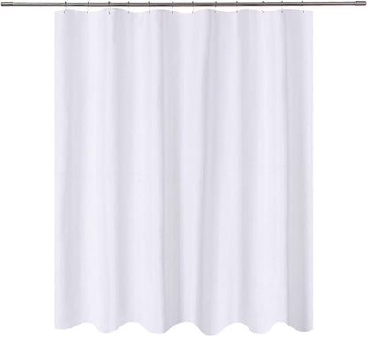 N&Y HOME Short Fabric Shower Curtain Liner 72 x 65 Shorter Length, Hotel Quality, Washable, Water Repellent, White Bathroom Curtains with Grommets, 72x65
