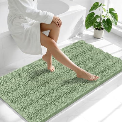 Smiry Thick Chenille Bathroom Runner Rugs 59x20, Soft Bath Mat, Sage Green