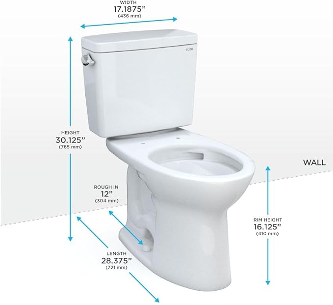 TOTO Drake Two-Piece Elongated 1.6 GPF Universal Height TORNADO FLUSH Toilet with CEFIONTECT, Cotton White - CST776CSFG#01