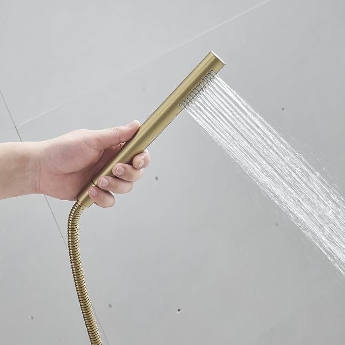 Hand Shower Round Wand Handheld Shower Spray High Pressure Single Function Luxury Hand Showerhead Brushed Gold