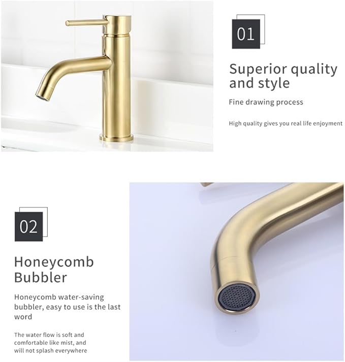 Rose Gold Brass Deck Mounted Single Handle Bathroom Faucet Hot Cold Mixer Sink Tap Modern Vanity Tapware Stylish Basin Faucet One Size，Matter Black One Size
