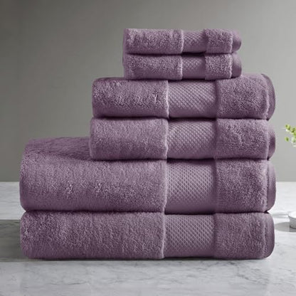 Madison Park 100% Turkish Cotton 600 GSM Bath Towel Set, 6 Piece, Purple