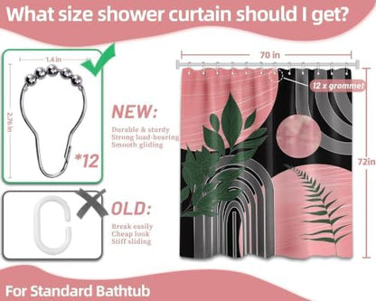 Black and Pink Shower Curtain, 72x72 in, Mid Century Modern Girls