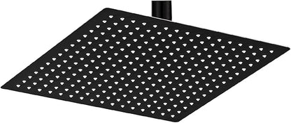 12 Inch Rain Shower Head, 12" Square Rainfall & High Pressure Stainless Steel Bath Showerhead, 1/16" Ultra Thin, Waterfall Full Body Coverage with Silicone Nozzle, Matte Black Finish | Square Rain Bathroom Showerhead, High Flow, Large Stainless Steel, ...