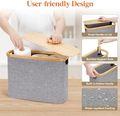 Lifewit Toilet Paper Storage Holder, Large Stand Basket, 23L, Light Gray