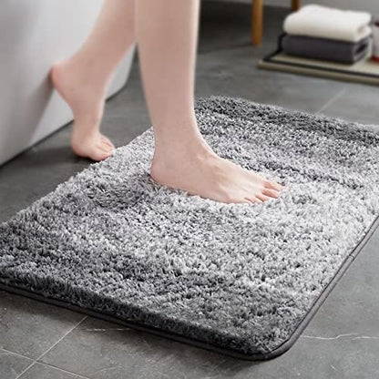 TECHMILLY Super Soft Shaggy Bathroom Rugs, Absorbent Thick Non Slip Microfiber Bath Rugs, Quick Dry Machine Washable Bath Mat for Bathroom Floor, Bathtub and Shower 17"x24"