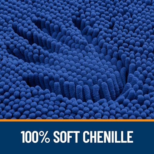 OLANLY Chenille Bathroom Rugs Mats Set 2 Piece, 24"x16"+24"x20", Royal Blue