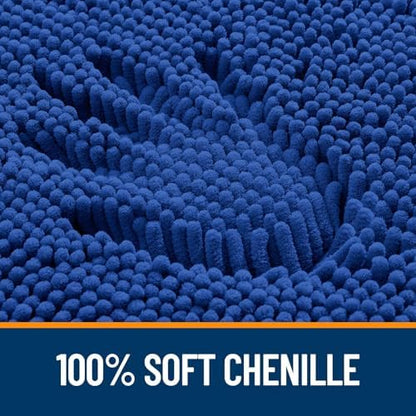 OLANLY Chenille Bathroom Rugs Mats Set 2 Piece, 24"x16"+24"x20", Royal Blue