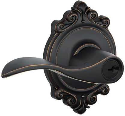 SCHLAGE Accent Lever with Brookshire Trim Keyed Entry Lock in Aged Bronze - F51A ACC 716 BRK