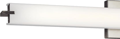 Kichler LED Linear Bath Light, Brushed Nickel | Integrated LED vanity light with white acrylic diffuser (37.5" x 4.75" x 4.5"), 11147NILED