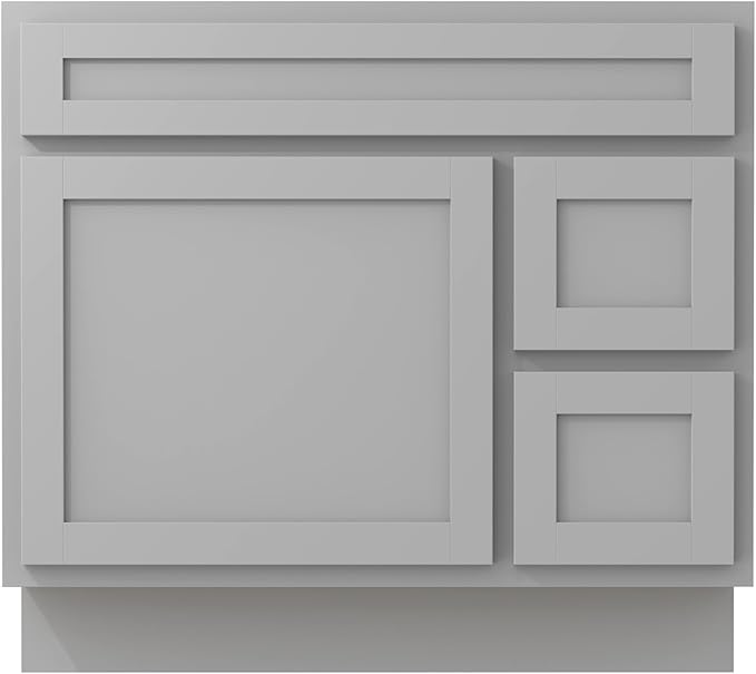 Vanity Art 36 Inch Single Bathroom Vanity Base Only Cabinet Rustic Bathroom Vanity with Drawers, Sturdy Floor Mounted Storage Cabinet Organizer for Bedroom, Living Room, Kitchen, Grey
