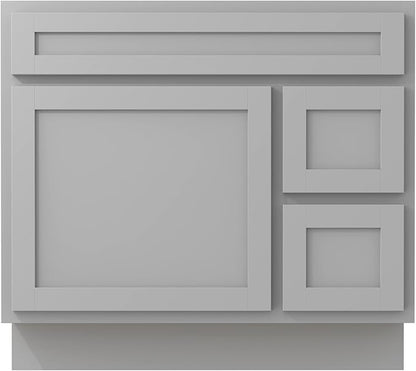 Vanity Art 36 Inch Single Bathroom Vanity Base Only Cabinet Rustic Bathroom Vanity with Drawers, Sturdy Floor Mounted Storage Cabinet Organizer for Bedroom, Living Room, Kitchen, Grey
