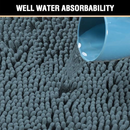 H.VERSAILTEX Bath Mat for Bathroom Non Slip Luxury Chenille Ultra Soft Bath Rugs 24x36 Absorbent Non Skid Shaggy Rugs Washable Dry Fast Plush Area Carpet Mats for Indoor, Bath Room, Tub - Stone Blue