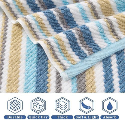 VOOVA & MOVAS Hand Towels 4 Pack, 100% Cotton, 16x27 in, Blue Gray Beige