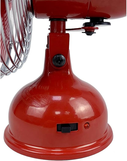 Good Housekeeping 5" All-Metal (92527) USB Desktop Laptop Nightstand Fan with Oscillation (Crimson Red)