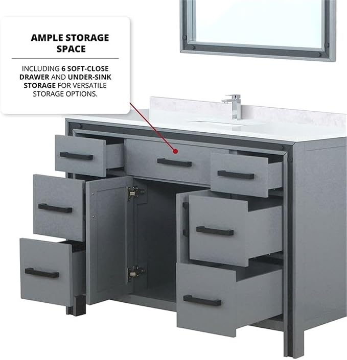 Ziva 48 in W x 22 in D Dark Grey Bath Vanity and Cultured Marble Top