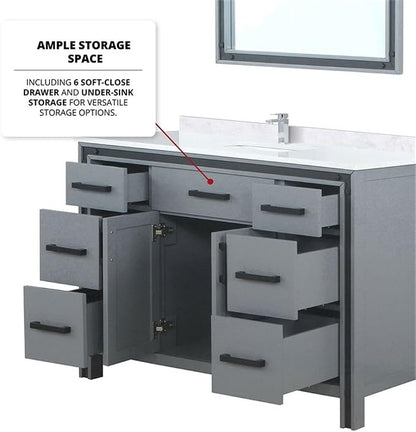 Ziva 48 in W x 22 in D Dark Grey Bath Vanity and Cultured Marble Top