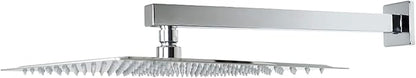 Shower Head with Extension Arm, High Pressure Square with ShowerArm, Stainless Steel Rainfall -Waterfall Full Body Coverage (12'' Shower with 16'' Arm, Chrome)