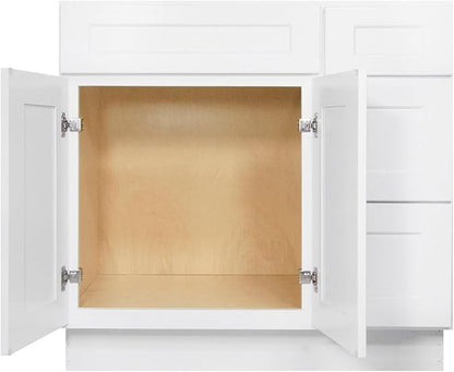 Furinno Shaker Drawers Right Bath Vanity Cabinet Without Top, Ready to Assemble, 21 D x 36 W x 34.5 H, White