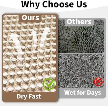 Long Bath Mat, Waffle Bathroom Runner Rug Non Slip Washable, 24 x 60