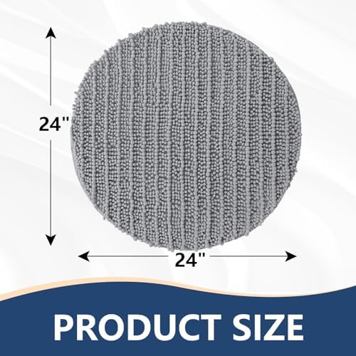 Arotive Round Bathroom Rugs 24x24, Soft Absorbent Chenille Shaggy Bath Mat