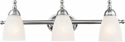 Globe Electric 50783 23" 3-Light Vanity Light, Satin Nickel, Alabaster Glass Shades, Beauty Room Accessories, Bathroom Lights Over Mirror, Makeup Mirror Lights, Wall Light