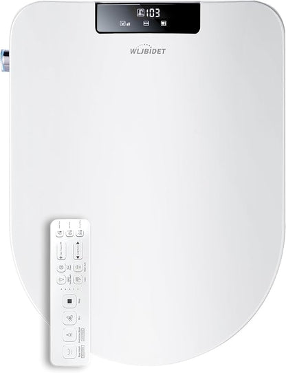 Toilet Bidet Seat with Wireless Remote Control, Electric Bidet with Oscillating Cleaning, Heated Toilet Seat, Adjustable Temperature and Pressure, Slow Closed Lid, Oval