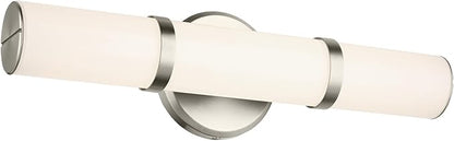 Kichler Rosh 18" LED Small Bath Bar with White Glass in Brushed Nickel, Modern Minimalist, for Vanity, Fireplace, Buffet, Hallway, Vanity Mirror, (18" W x 5" H), 55187NILED
