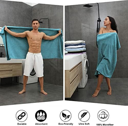 Extra Large Bath Towel Sheet Set 35x70 Inches - Oversized Bath Towels Set, Large Microfiber - Quick Dry,Lightweight,Super Soft,Highly Absorbent Towel Set for Bathroom,Hotel,SPA,Pack of 4(Turquoise)