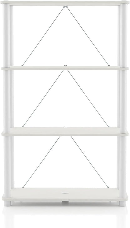 Homes: Inside + Out Apexa Modern 4-Tier Wide Shelving Units, Collectibles Display Shelves, Easy Assembly Standing Shelf, Home Storage Organizer for Living Room, Bedroom, Office, White