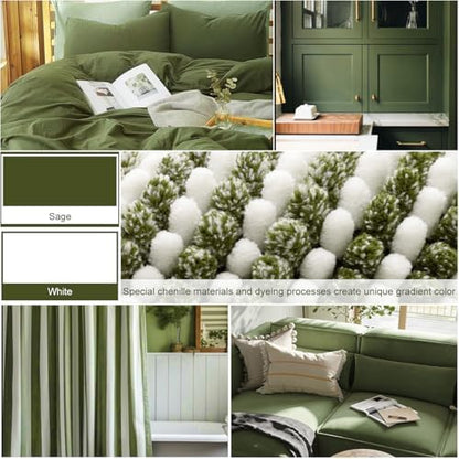 BSICPRO Bathroom Rugs Sets 2 Piece, 32"x20" + U-Shaped 24"x20", Sage