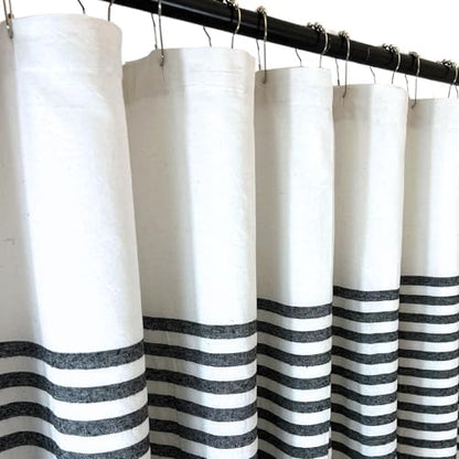 Serafina Home Striped Charcoal Gray Black & White Cotton Shower Curtain