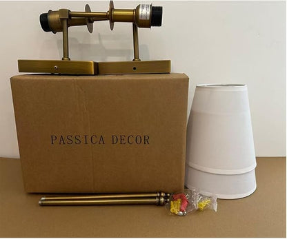PASSICA DECOR Wall Sconce Set of 2 Hardwired Vintage Antique Brass Sconce Candle Wall Light for Bedroom Living Room Vanity Farmhouse Bathroom Hallway