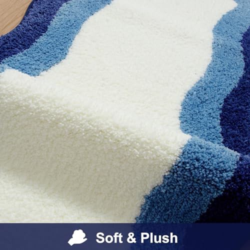 HAOCOO Luxury Soft Long Bathroom Rugs, 24x59 Inch Irregular Shape Non-Slip Boho Bath Rug, Microfiber Absorbent Washable Rugs for Bathroom Bedside Sink Tub Shower