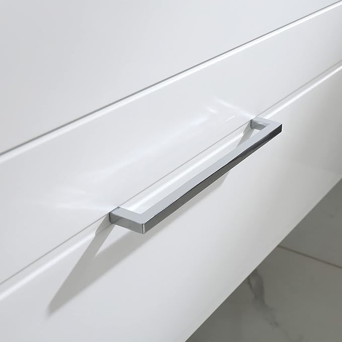 wonline 36" Wall Mounted Bathroom Vanity Set Two Drawers Storage Cabinet with Ceramic Vessel Sink Combo Chrome Faucet White
