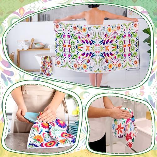 Moukeren Set of 3 Mexican Bath Towels, Decorative Towels for Bathroom