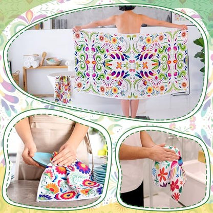 Moukeren Set of 3 Mexican Bath Towels, Decorative Towels for Bathroom