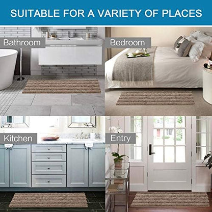 H.VERSAILTEX Bathroom Rugs Bath Mat Runner Rug Non Slip Kitchen Rug Extra Long Bath Rug Runners Oversized 59" x 20" Absorbent Washable Dry Fast Plush Area Rug for Bathroom/Bedroom - Taupe Brown
