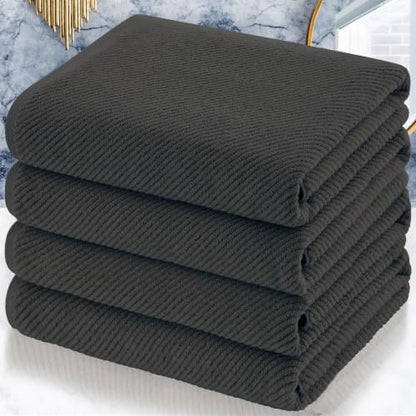 VOOVA & MOVAS Bath Towels 4PC, 100% Cotton, 30x56 in, Dark Gray