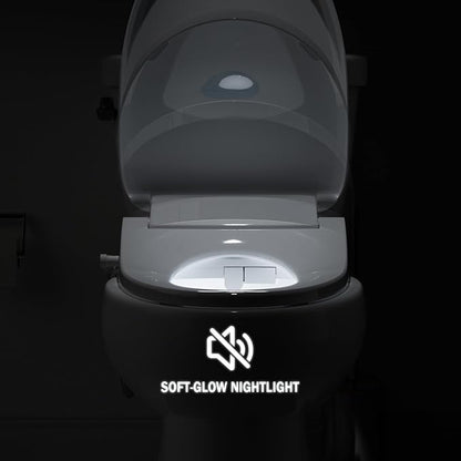 Electric Smart Bidet Toilet Seat, Warm Water and Adjustable Pressure, Elongated Heated Toilet Seat and Warm Air Drying, Slow Close Lid,Night Light,Wireless Remote,White (Elongated)