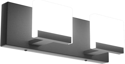 Ralbay Matte Black Vanity Light 2 Lights Bathroom Vanity Lights Acrylic LED Modern Black Bathroom Light Fixtures