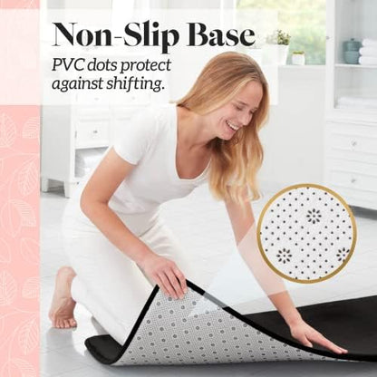 Memory Foam Bath Mat Non Slip Absorbent Super Cozy Velvet Bathroom Rug Carpet (24 inches X 48 inches, Black)