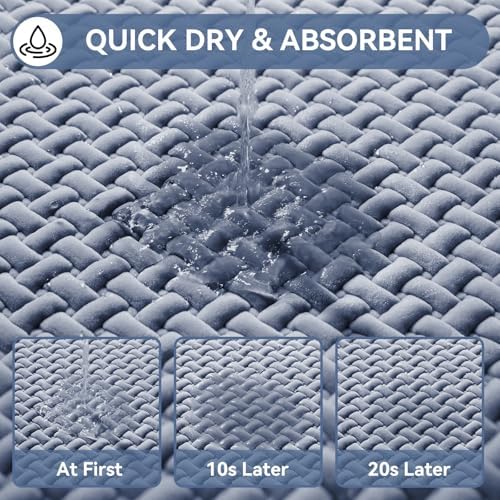 YDKGL Bathroom Runner Non Slip, Foam Weave Texture Bath Mat, Blue 16x47