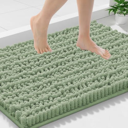 Smiry Bathroom Rugs 30X18, Extra Soft Rubber Backing Chenille Bath Mats