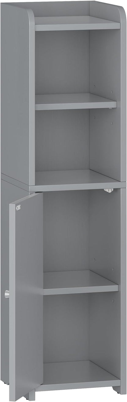 Bathroom Storage Cabinet, Corner Floor Cabinet with Doors and Adjustable Shelf, Narrow Toilet Paper Cabinets, Bathroom Organizer for Small Spaces, Gray BC19721X