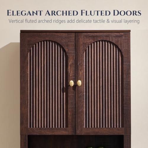72" Over The Toilet Storage Cabinet, Wooden Bathroom Storage Cabinet, Brown