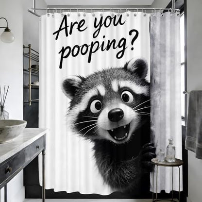 Extra Long Shower Curtain Grey Raccoon Clawfoot Tub, 108 x 72 in
