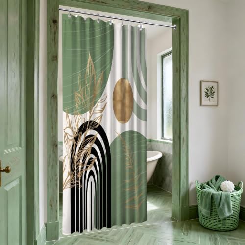 Sage Green and Gold Stall Shower Curtain, 36X72 in Narrow Small